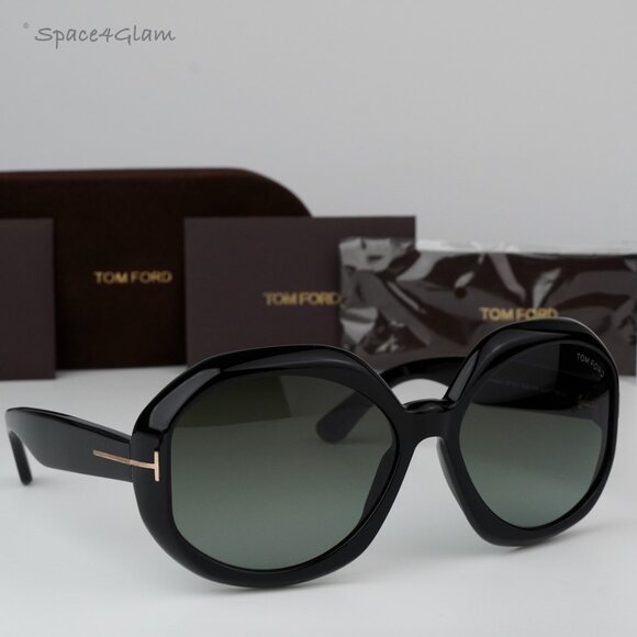 BRAND NEW Tom Ford FT1011/S 01B GEORGIA-02 Black Grey Square Women Sunglasses - Picture 1 of 13